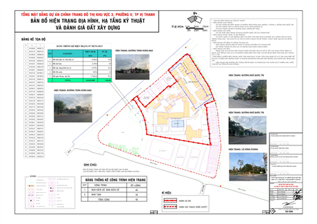 Tổng mặt bằng dự án  Chỉnh trang đô thị khu vực 3, phường V, thành phố Vị Thanh