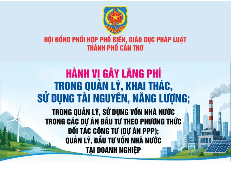 [INFOGRAPHICS] Hành vi gây lãng phí trong quản lý, khai thác, sử dụng tài nguyên, năng lượng; trong quản lý, sử dụng vốn nhà nước trong các dự án đầu tư theo phương thức đối tác công tư (dự án PPP)
